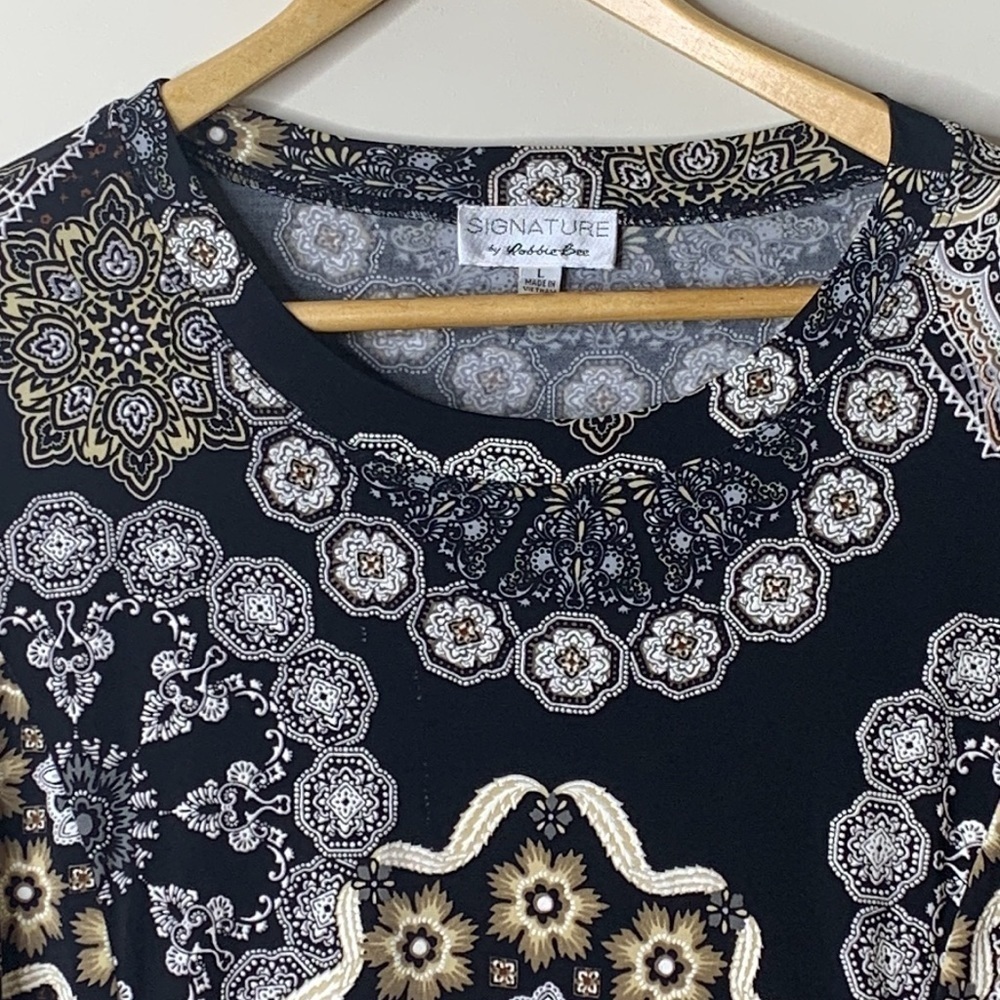 Signature Robbie Bee | Navy Pocket Round Neck Graphic Print Dress L - Picture 3 of 16